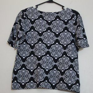 Pima Cotton Charter Club black/white tee size S.